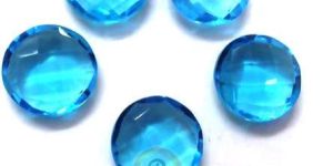 Blue Topaz Round Shape Briolette Cut Gemstone