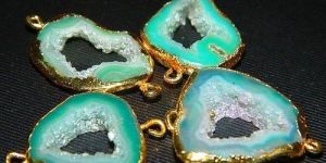 Light Green Window Druzy Bezel Connectors