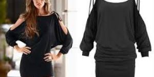 Ladies smart off-shoulder black dress