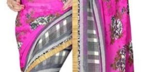 Pink Marble Chiffon Floral Print Saree