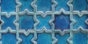 Decorative Ceramic Handmade Tile Star Cross Turquoise Blue