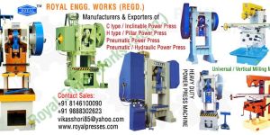 Power Press Machine Hydraulic Power Press Pneumatic Power Press India