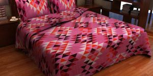 Factorywala Premium Cotton Checkered Print Pink Colour Double Bed Shee