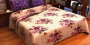 Factorywala Traditional Floral Print Yellow Color Cotton Bed Sheet