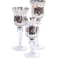 Silver Glass Candle Holder