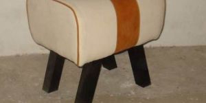 Canvas/Leather Ftd Stool