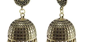 Black Beaded Indian Round Jhumki