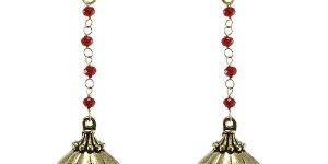 Red Crystal Facetes Handmade Oxidized Antique Studs Jhumki