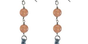 Silvesto India Orange Quartz Gemstone Sterling Silver Earring