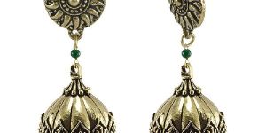 Silvesto Oxidized Handmade Round Jhumki Earrings