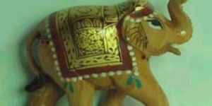 White Wood Elephant Statue