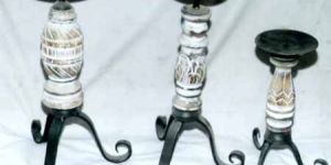 KE-06 Carved Wood Candle Stands