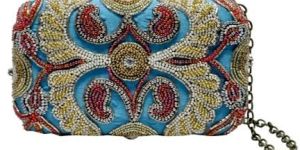 Leather Beaded Cluch