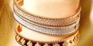 Diamond Studded Gold Bangles