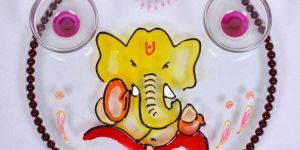 Decorative Glass Pooja Thali