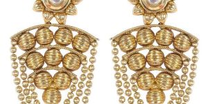 Indian Beautiful Antique Gold Polished with Kundan Stone Earrings