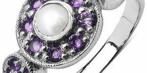 Pearl  Amethyst Gemstone Ring with 925 Sterling Silver