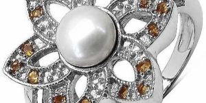 Pearl  Citrine Gemstone Ring with 925 Sterling Silver