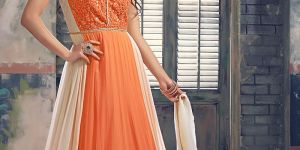 Patel Marketers  Royal orange & off white georgette salwar suit pm-16