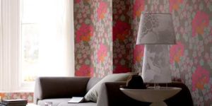 glossy floral 3d vinyl wallpaper