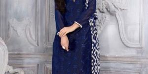 BLUE COLOR CHANDERI DRESS MATERIAL