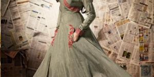 Skyblue Fashion Party Wear Long Anarkali Type Salwar suit1