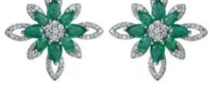 7 Emerald Earring, Diamond Stars Drop Earring