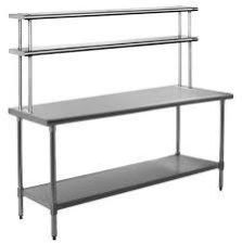 Work Table with Overhead Shelves
