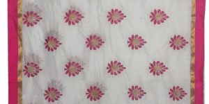 White Chanderi Banarasi Saree