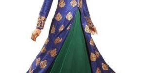 Blue & Green Banglori Silk Indo Western Lehenga Suits