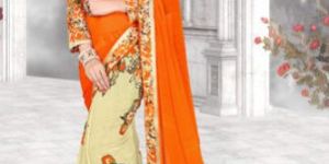 Half & Half Printed Designer Saree