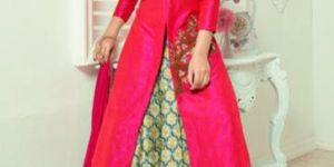 Pink Banglori Silk Indo Western Lehenga Suits