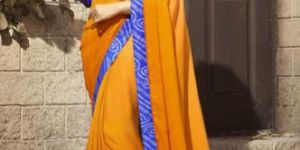 Orange Printed Georgette Sarees