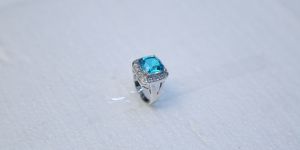 Designer Sterling Silver Stone Ring with Diamonds