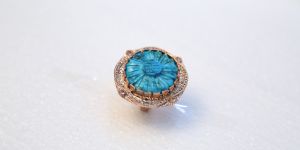 Emerald  Copper Antique Handmade Ring Blue
