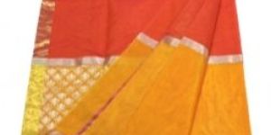 Orange and Yellow Sico Chanderi Sarees
