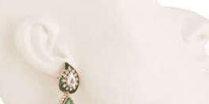 Gold Plated Cz Studded Dangle Earrings