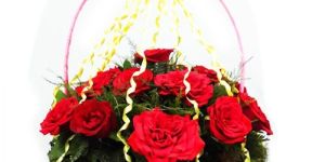 Rose Flowers Handle Basket