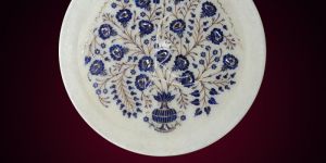 White Marble Flower Vase Design Plates