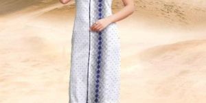 SARTIN WHITE BLUE PRINTED KURTI