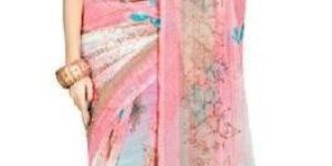 Casual Wear Salmon  Printed Chiffon Saree_AAKP92SR1045BKSML