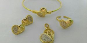 Gold Plated Pendant Set with Bracelet and Ring