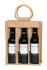 Three Bottle Jute Wine Bag