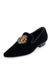 Embroidered Leather Slippers
