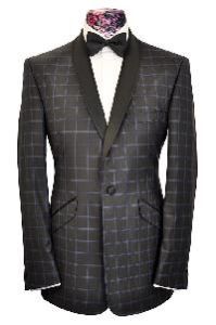 Mens Formal Wear Black Checked Slim Fit Single-breasted Blazer