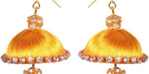 SILK THREAD EARRING SINGLE BORDER