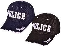 Black and White Polyester Police Cap