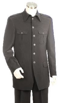Mens Cotton Black Safari Suit