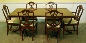 Carved Back Six Chair Dining Set
