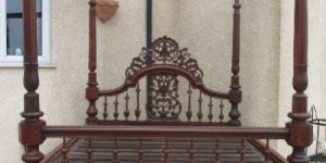 Floral Canopy Carved Poster Bed Frame